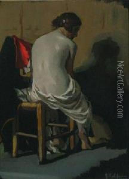 Nude Study Oil Painting - Julius C. Rolshoven
