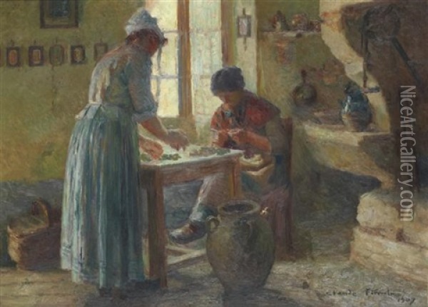 Les Cuisinieres Oil Painting - Claude Firmin