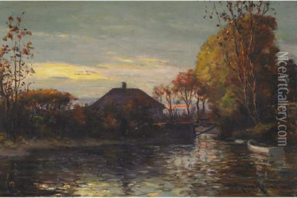 Autumn On The River Oil Painting - George Horne Russell