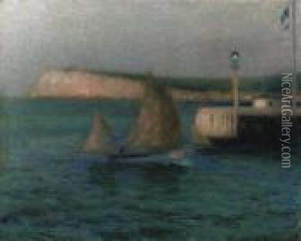 La Jete, Le Trport Oil Painting - Henri Eugene Augustin Le Sidaner