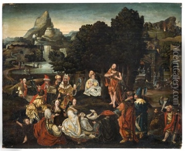 La Predication De Saint Jean-baptiste Oil Painting - Cornelius Engebrechtsz