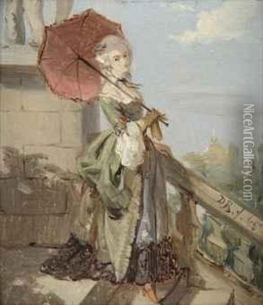 Femme Avec Parasol Oil Painting - David Bles