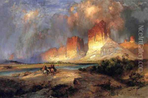 Cliffs Of The Upper Colorado River Wyoming Territory Oil Painting - Thomas Moran