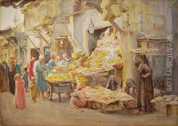 Fruit And Bread Bazaar, Rosetia Oil Painting - Walter Frederick Roofe Tyndale