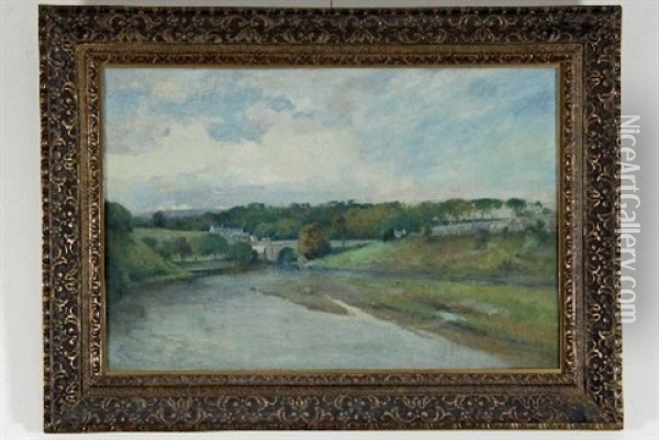 Bridge Across A River Oil Painting - Thomas Bunting