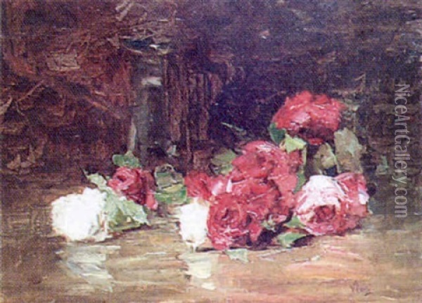 Still Life Of Roses Oil Painting - Vincenzo Irolli