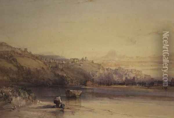 Banks of the River Saone, Lyon Oil Painting - William Callow
