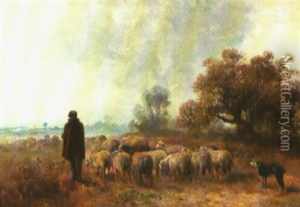 Schafer Mit Seiner Herde Oil Painting - Henry Schouten