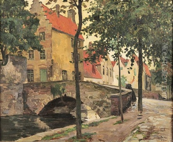 Bruges Oil Painting - Jules Eugene Pages