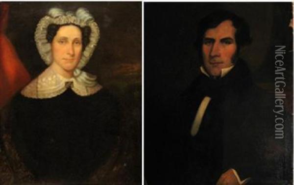 A Pair Of Portraits: Mr. And Mrs. Weed Oil Painting - Edwin Weyburn Goodwin