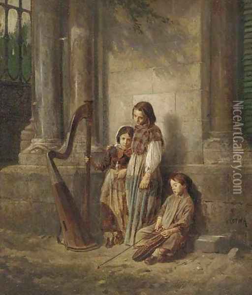 The little musicians Oil Painting - Jaime Morera y Galicia