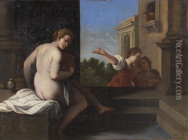 Venus Au Bain Oil Painting - Sisto Badalocchio