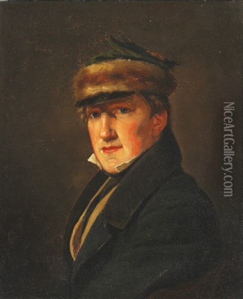 Portrait Of The Painter Emmerik Hogh-guldberg (1807-1881) Oil Painting - Christen Kobke