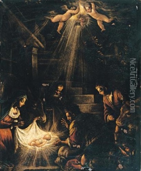 Adorazione Dei Pastori Oil Painting - Leandro da Ponte Bassano