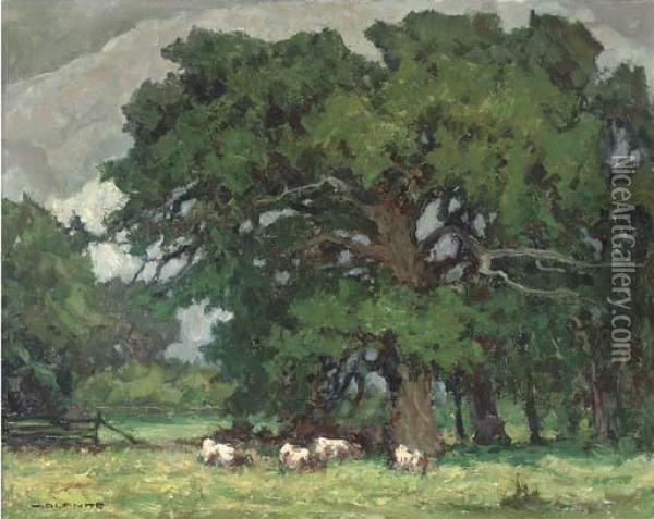 Cattle Grazing In The Shade Oil Painting - Wilhelm Blanke