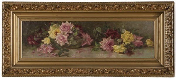 Still Life Of Roses Oil Painting - Frances Miller Mumaugh