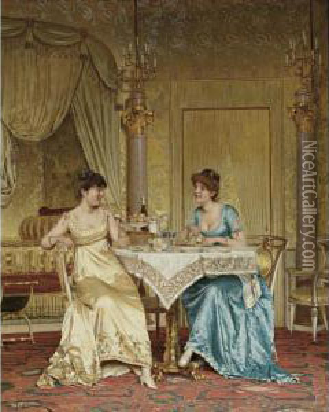 Gossip With Breakfast Oil Painting - Charles Joseph Frederick Soulacroix