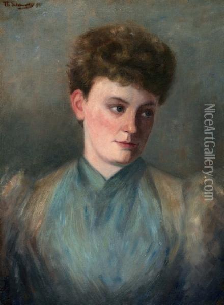 Portret Van Een Elegante Vrouw Oil Painting - Therese Schwartze