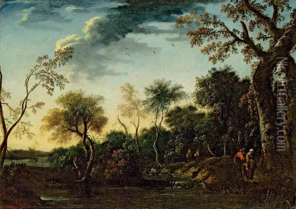 Waldlandschaft Mit Flusslauf Und Kleinem Wasserfall Oil Painting - Jacob Van Ruisdael
