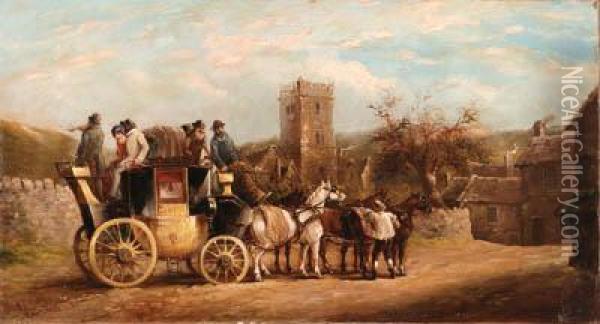 Two Coaching Scenes Oil Painting - John Charles Maggs
