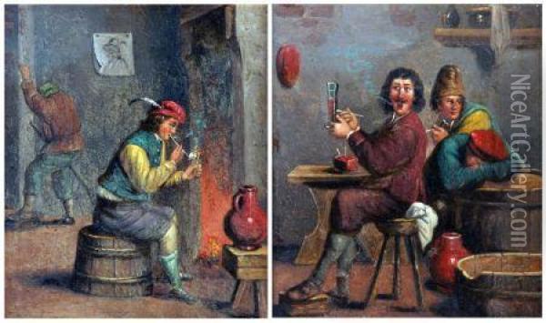 Tavern Interiors With Figures Oil Painting - David The Younger Teniers