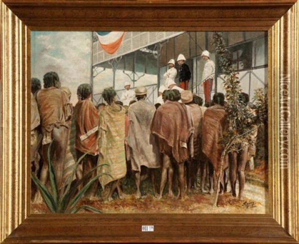 Scene Coloniale En Afrique Oil Painting -  Rajesy