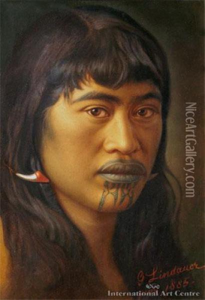 Hinekura Of Te Reinga, Hawkes Bay Oil Painting - Gottfried Lindauer