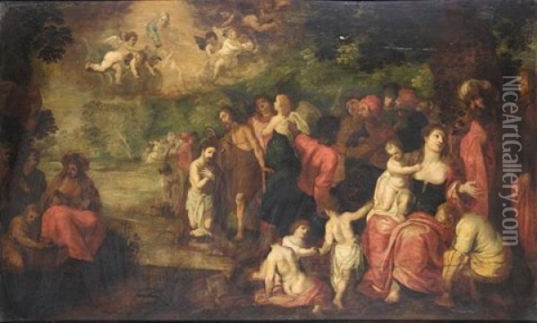 The Baptism Of Christ Oil Painting - Hendrik van Balen the Elder