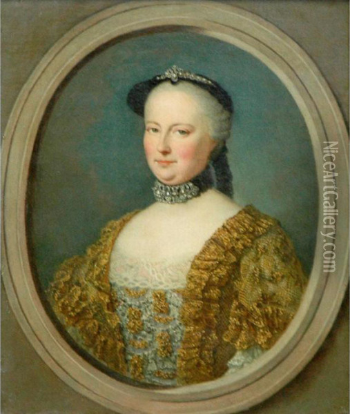 Portrait Of Maria Theresa, Empress Of Austria Oil Painting - Pierre Bernard