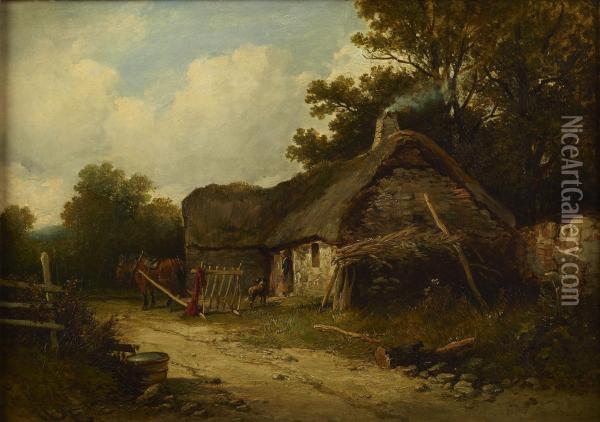 At The Cottage Door Oil Painting - Edmund Thornton Crawford