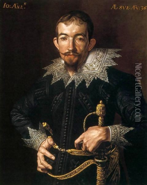 Portrait of a Gentleman with a Sword Oil Painting - Tanzio da Varallo