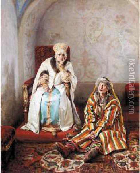 The Princess And The Fool Oil Painting - Klavdiy Vasilievich Lebedev