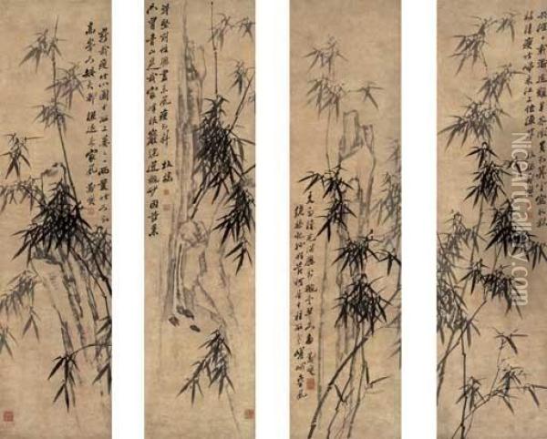Bamboos Oil Painting - Zheng Xie