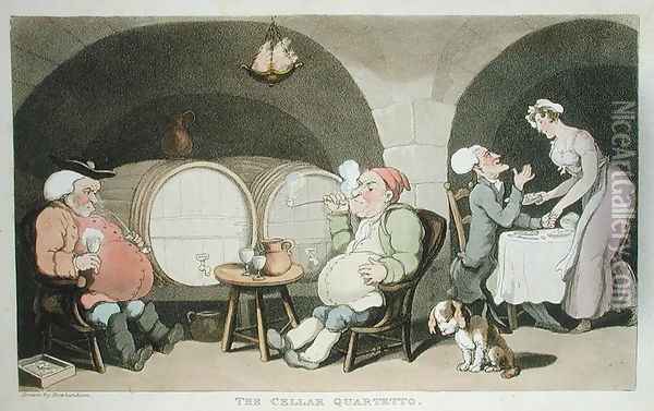 The Cellar Quartetto, from The Tour of Dr Syntax in search of the Picturesque, by William Combe, published 1812 Oil Painting - Thomas Rowlandson