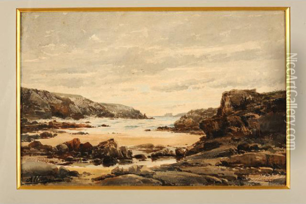 Bord De Mer En Bretagne Oil Painting - Auguste Allonge
