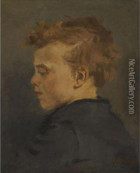 The Artist's Son In Profile Oil Painting - Pericles Pantazis