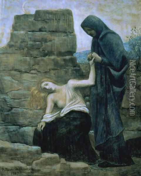 Pity, 1887 Oil Painting - Pierre Cecile Puvis de Chevannes
