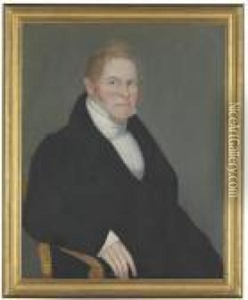 Portrait Of Mr. Dilbee Of Pine Plains (portrait Of A Man With Red Hair) Oil Painting - Ammi Phillips