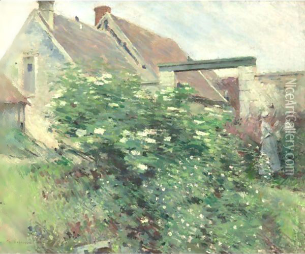 Garden At Giverny Oil Painting - Theodore Robinson