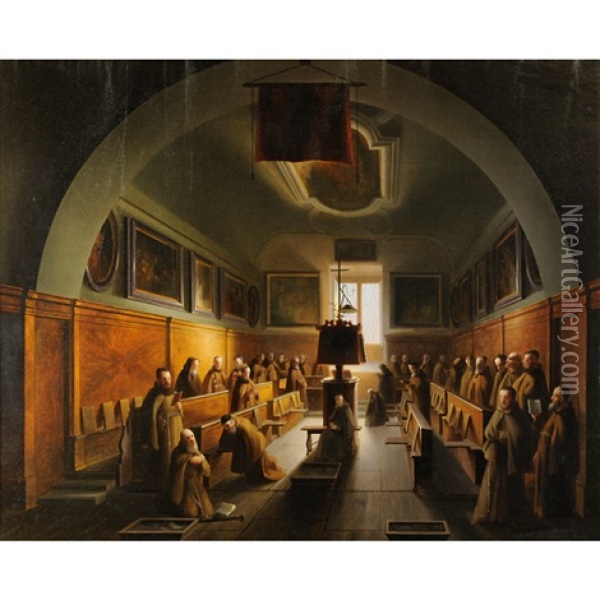 Monaci Nella Certosa Di Padova Oil Painting - Vincenzo Abbati