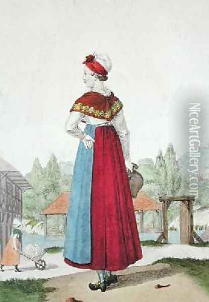 Traditional costume of Lisieux Oil Painting - Louis-Marie Lante