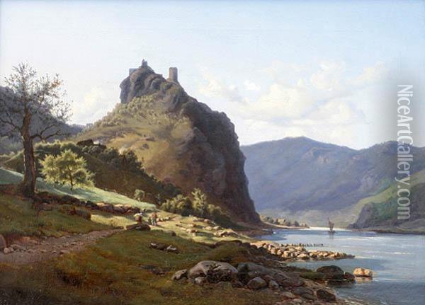 Below Strekov Castle Oil Painting - Carl Robert Croll