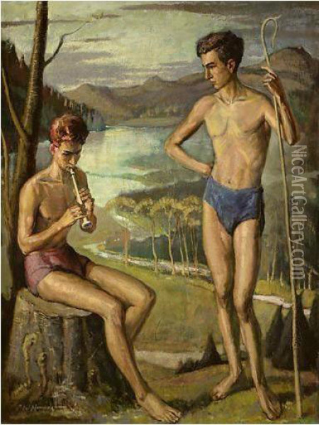 The Young Bathers Oil Painting - Charles Hemingway