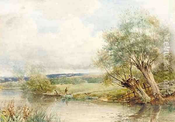 The Swan's Neck on the Avon, Near Defford Oil Painting - David Bates