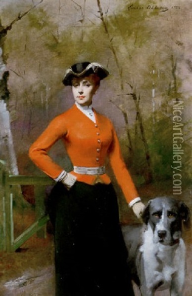 Portrait Of A Young Woman In Her Riding Gear Oil Painting - Louise Abbema
