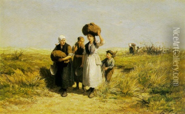 Fisherwomen Walking In The Dunes Oil Painting - Philip Lodewijk Jacob Frederik Sadee