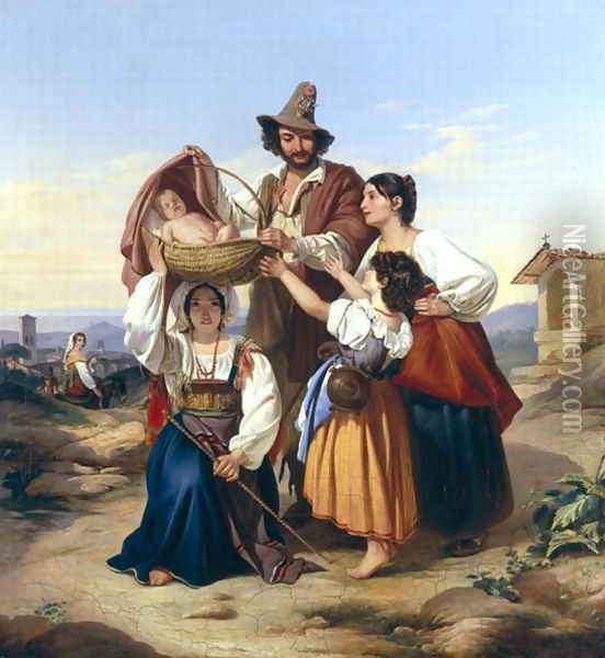 Italian Herdsman 1835 Oil Painting - Leopold Pollak