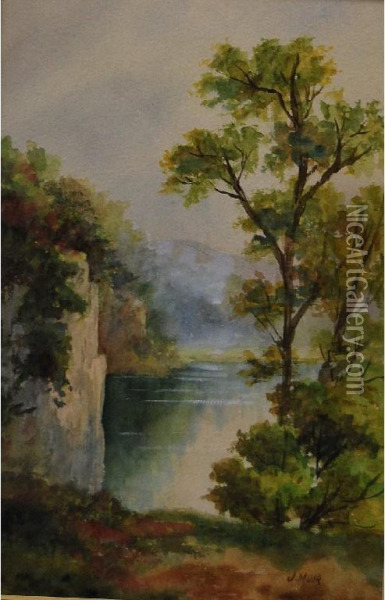 Landscape With Trees And Lake Oil Painting - James Muir Auld