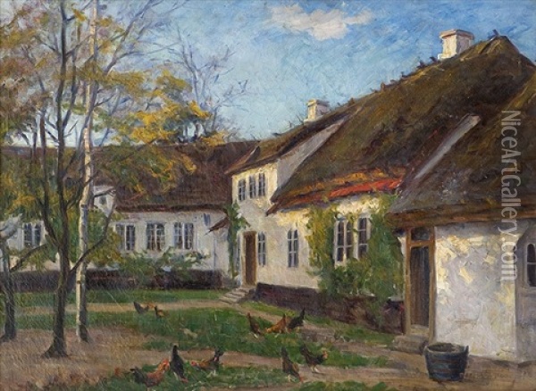 Gardstun Med Honer Oil Painting - Marie K. H. Tannaes