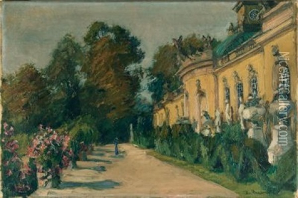 Promenade Bei Der Bildergalerie, Schloss Sanssouci Oil Painting - Konrad Von Kardorff